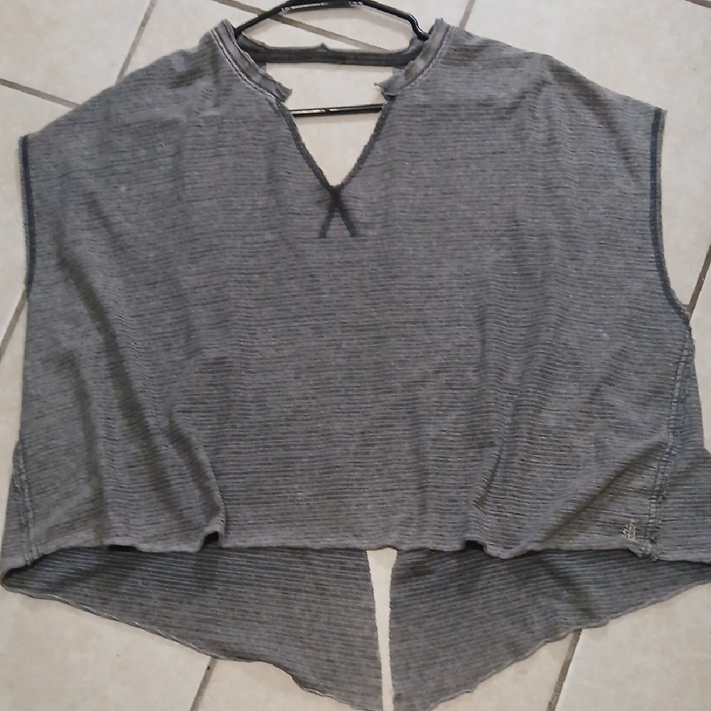 FREE PEOPLE Womens Size M Grey  Open Back Oversized Tshirt